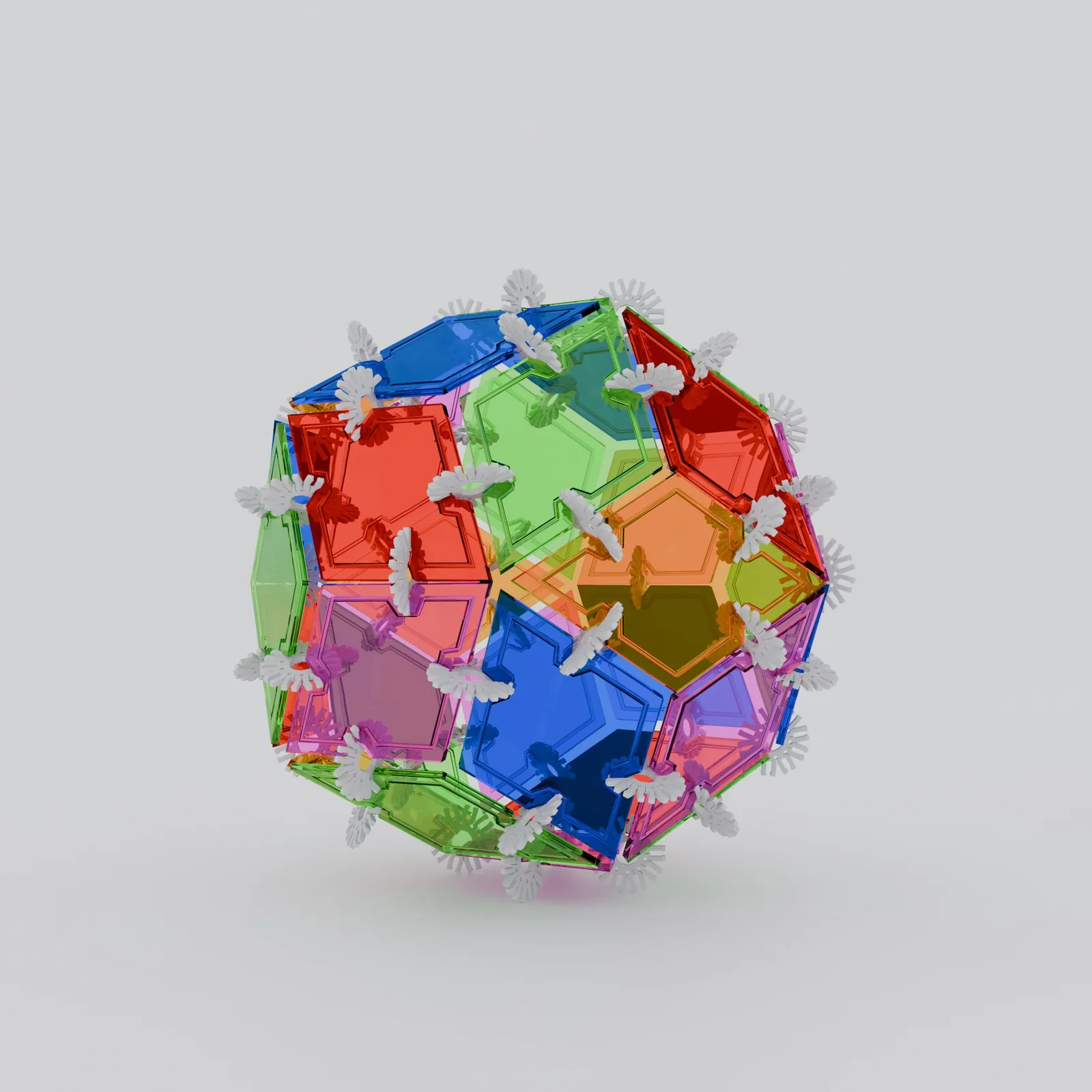 Rhombic triacontahedron ball built from 30 Rhomboi pieces